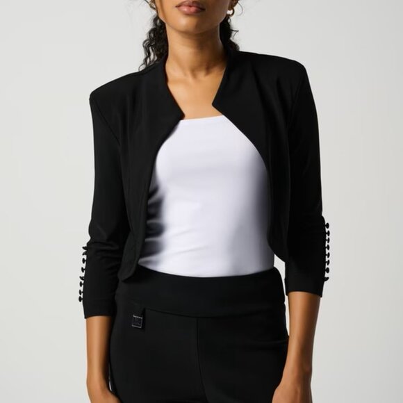 Joseph Ribkoff Cover up Jacket 10 Womens Silky Knit Style 32083 Black - Picture 2 of 12